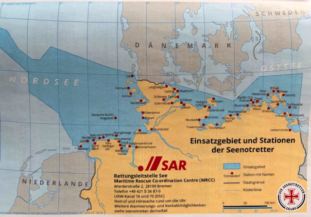 Einsatzgebiet und Stationen der Seenotretter