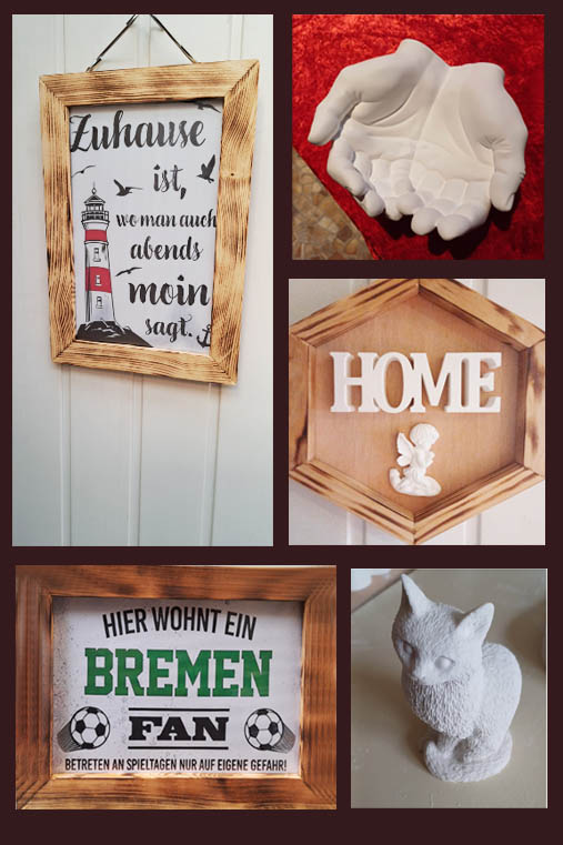 Deko aus Holz, Gips und Beton